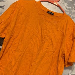 Boohoo T-shirt, orange, yellow, blue and green